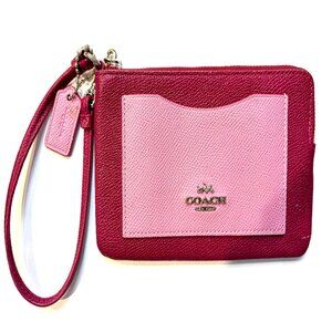 Coach Genuine Leather Two-Tone Pink Wristlet
